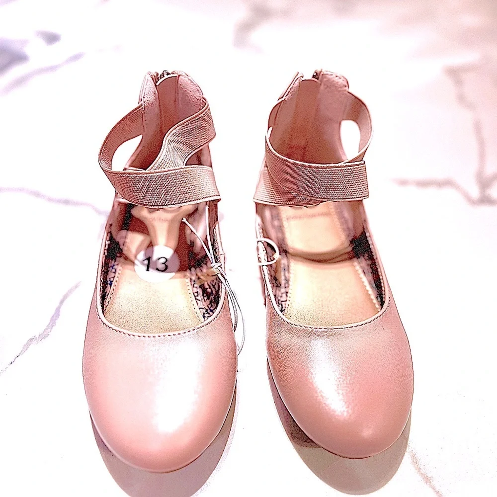Daisy Fuentes Pink Esther Criss Cross Strap Ballet Flats, Little Girl’s Size 13